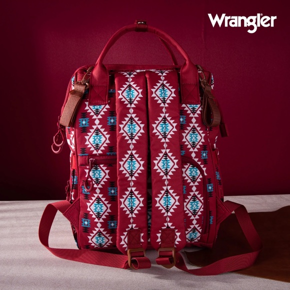 Wrangler Allover Wrangler Aztec Printed Callie Backpack - Burgundy - Picture 2 of 7